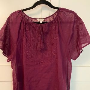 Lucky Brand Magenta Peasant Blouse